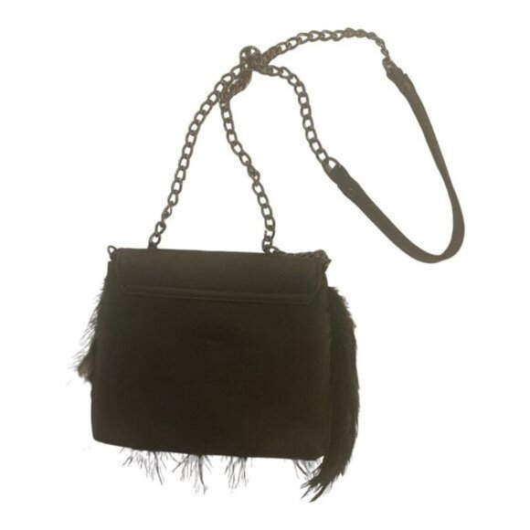 Express Womens Black Feather Clutch Chain Strap - Picture 3 of 4